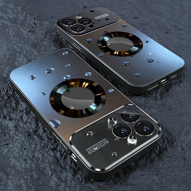 Luxury Glass Camera For Magesafe Magnetic Wireless Charge Case For iPhone 17 16 15 14 13 12 11 Pro Max Air Plus Shockproof Cover Car Mobile World