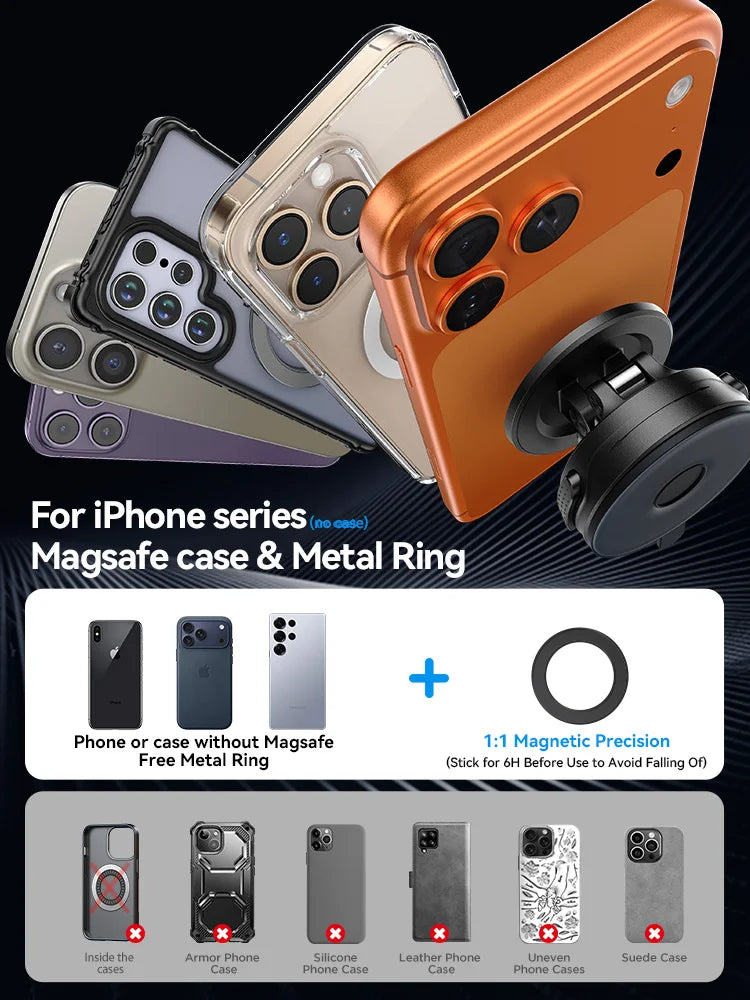 Joyroom Magnetic Suction Cup Phone Mount Universal Vacuum Magnetic Universal Car Phone Holder Mount For Dashboard Windshield
