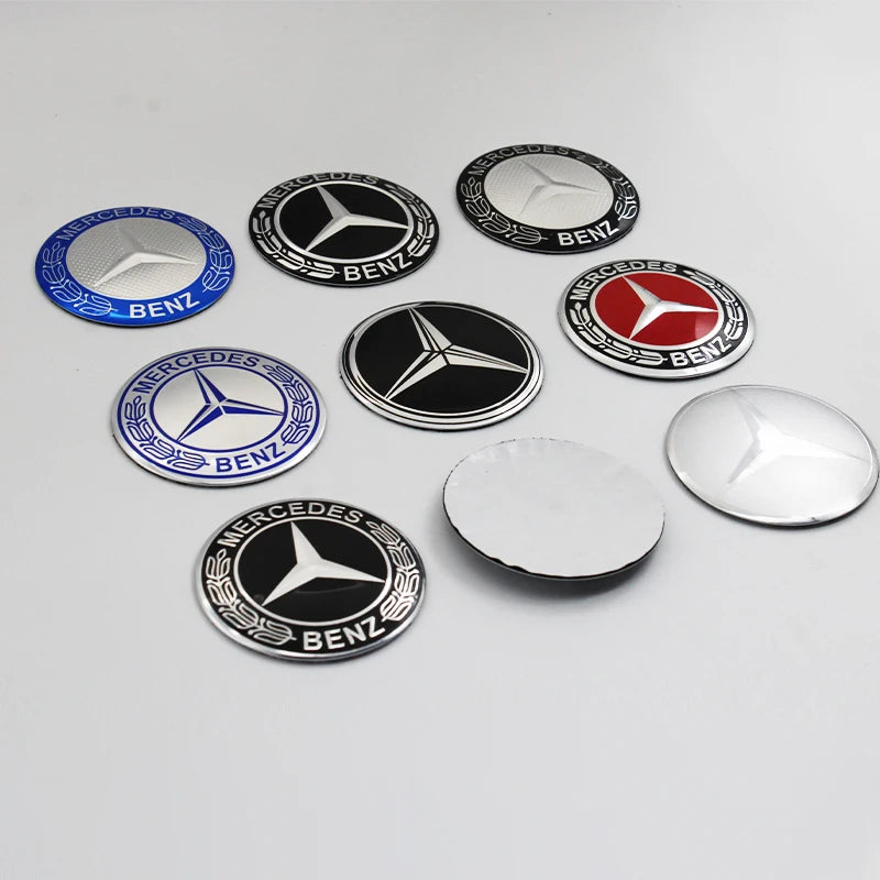 4Pc For Mercedes Benz C180 C200 C260 W124 W140 W126 W168 W176 56mm 60mm 65mm Car Wheel Hub Cap Center Sticker Emblem Badge Decal
