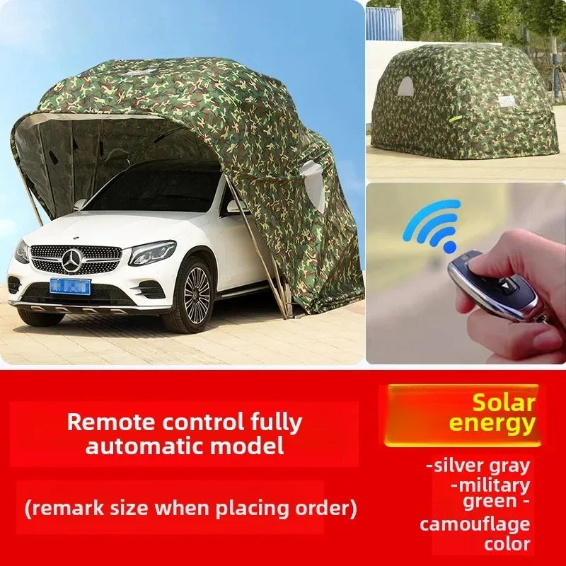 Any Size Custom Fully Automatic Folding Carport Waterproof Sunshade Mobile Garage Outdoor Parking Shelter Durable Oxford Fabric