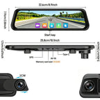 10-Inch Touch Screen IMX678 4K+2.5K Mirror Dash Cam Rear View Mirror Camera, Parking Assist, Loop Recording, Night Vision, 5.8GHz.WiFi, ADAS, LCA, BSD Functions, External GPS, 64G Card - Suitable for Most Vehicle Models