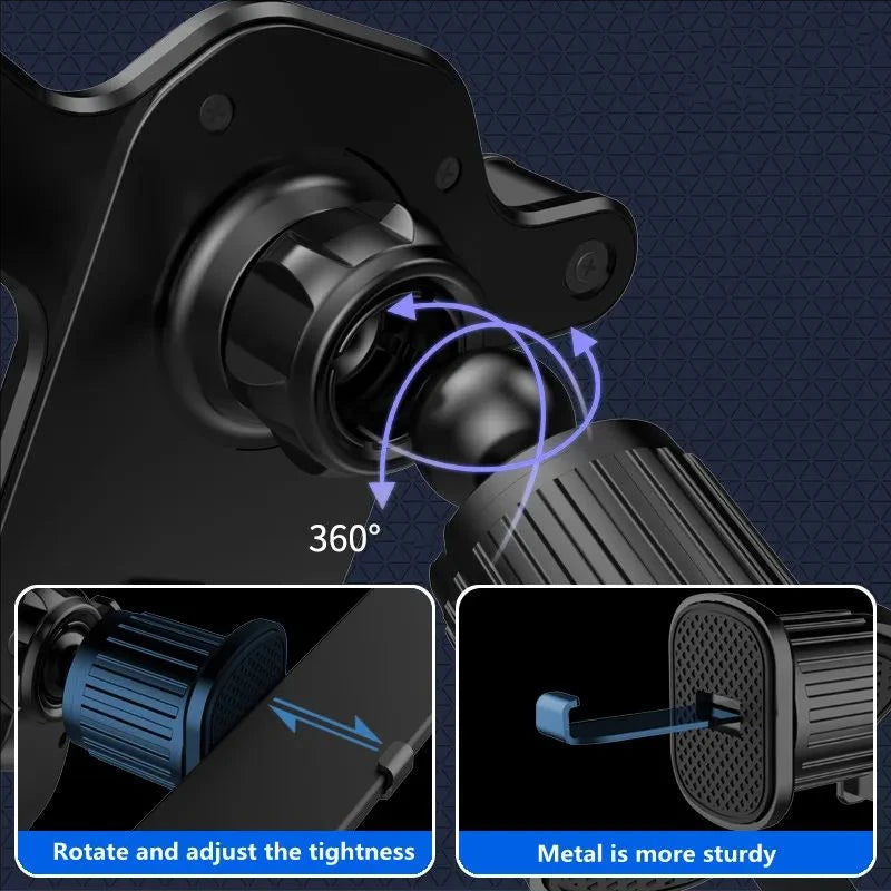 2PCS Car Phone Holder Mount Auto Locking Universal Phone Holder with Hook Clip for Car Air Vent for iPhone Samsung CM World