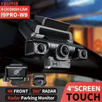 XUOIB I9pro-WB 4CH 360° Dash Cam 4K with 4'' Touch Screen Dash Car Camera 24H Parking Mode WiFi GPS Car DVR 8 IR Night Vision Car Mobile World
