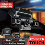 XUOIB I9pro-WB 4CH 360° Dash Cam 4K with 4'' Touch Screen Dash Car Camera 24H Parking Mode WiFi GPS Car DVR 8 IR Night Vision