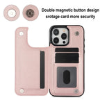 Card Slot Flip Leather Case For iPhone 16e 15 Pro Max 14 13 12 11 SE 3 2 XS XR 8 7 Plus Wallet Double Button Small Fragrant Wind