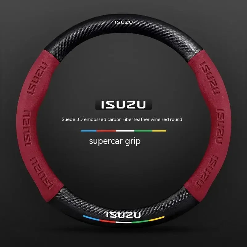 Suede Carbon fiber anti-slip Car Steering Wheel Cover For ISUZU D-MAX V-CROSS mu-X TAGA  Interior fittings CM World