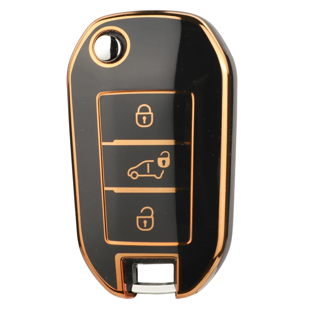 Jingyuqin 3BTN Soft TPU Car Key Case For Peugeot 208 308 408 508 2008 3008 4008 5008 For Citroen C3 C4 CACTUS C6 C8 Accessories CM World