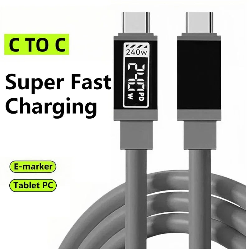240W 10A Cables Super Fast Charging Type C To Type C Silicone Cable For Samsung iPhone 17Pro Xiaomi 17 Quick Charging Cable New
