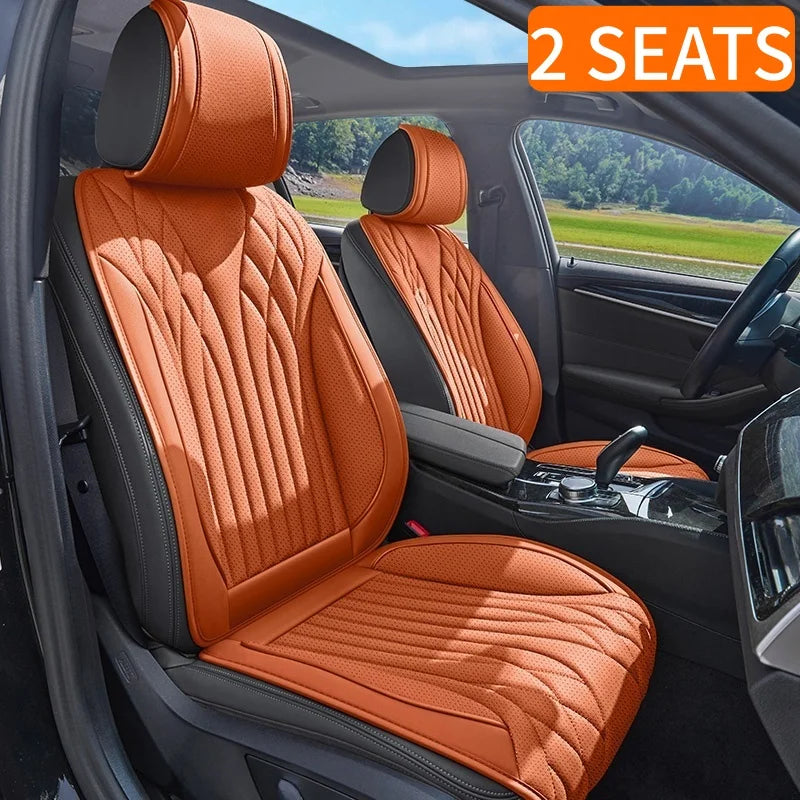 Front 2-seater Car Seat Cushion, Luxurious Nappa Leather, Suitable for All Seasons, Comfortable, Breathable and Wear-resistant, Easy to Install, Suitable for Sedans SUV, Truck and Car Interior High-end Accessories