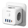 LENCENT EU Plug Power Strip Wall Socket with 3 AC+3 USB QC 18W +1 Type C PD 35W Fast Charger Adapter 7-in-1 Socket On/Off Switch Car Mobile World