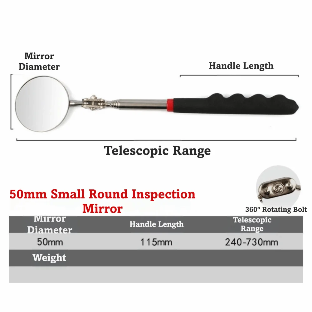 Endoscope Mirror High-definition Inspection Mirror 360 Swivel Adjustable Flexible Telescopic Mirror Round 82/50mm Detection Lens CM World