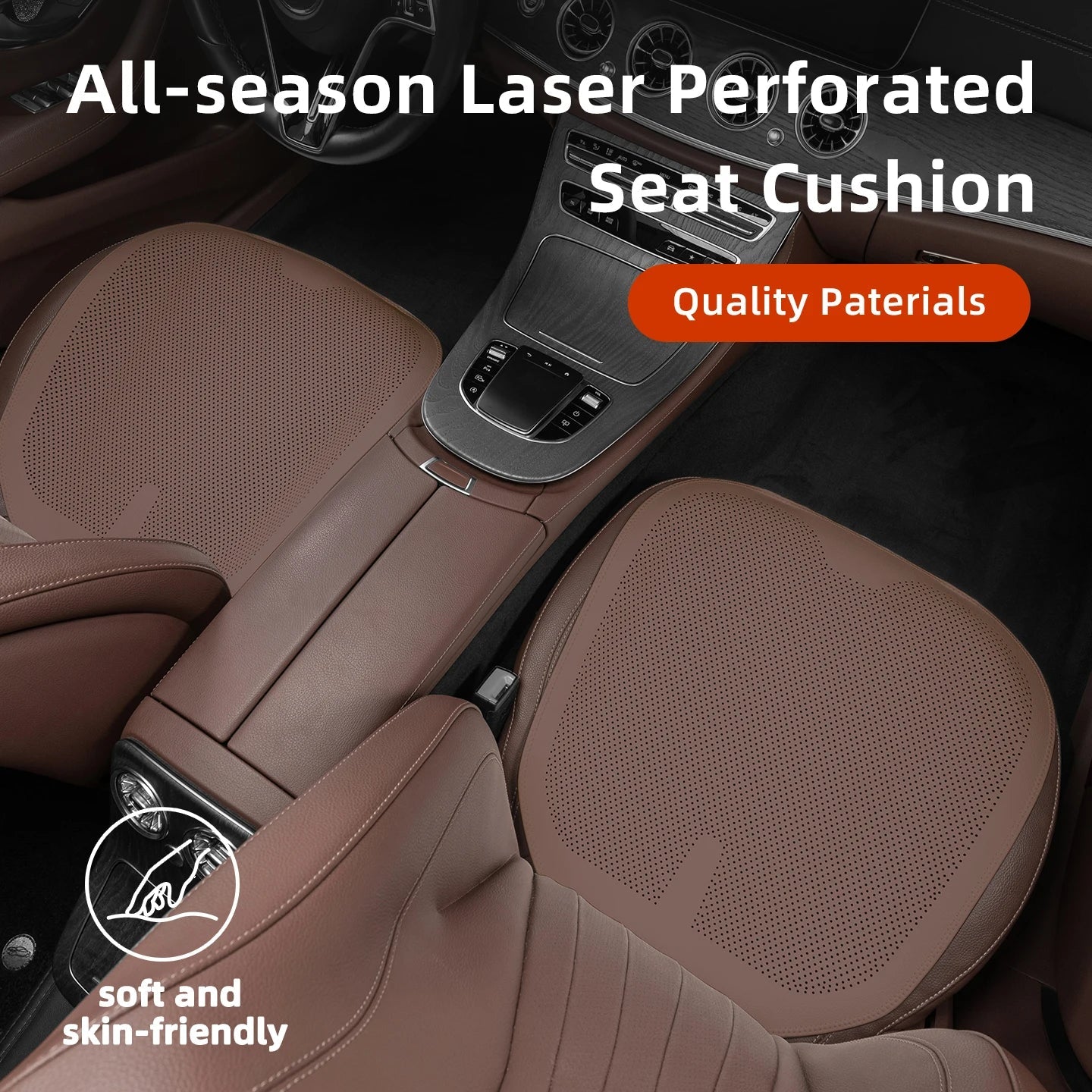 Four-Season Universal Car Seat Cushion Pu Leather Protective Pad Perforated Breathable Integrated Half-Cover Front and Rear Seat Cover Car Interior Accessories Black Red Mocha Brown Orange CM World