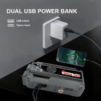 Car Jump Starter with Air Compressor, 8000mAh Battery Booster Power Bank 12V Petrol Diesel Car Emergency Kit with LED Light