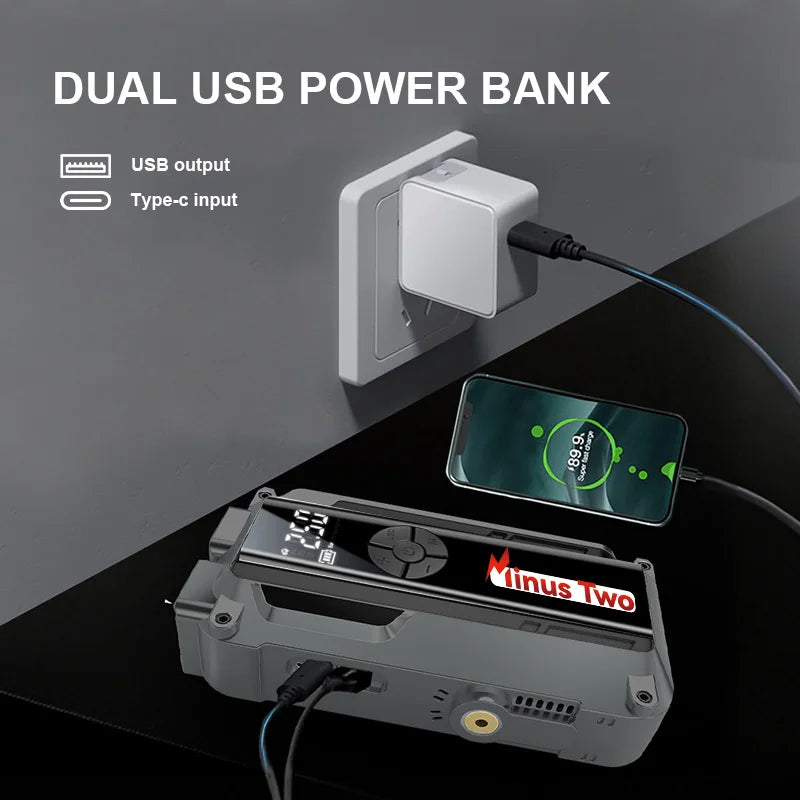 Car Jump Starter with Air Compressor, 8000mAh Battery Booster Power Bank 12V Petrol Diesel Car Emergency Kit with LED Light