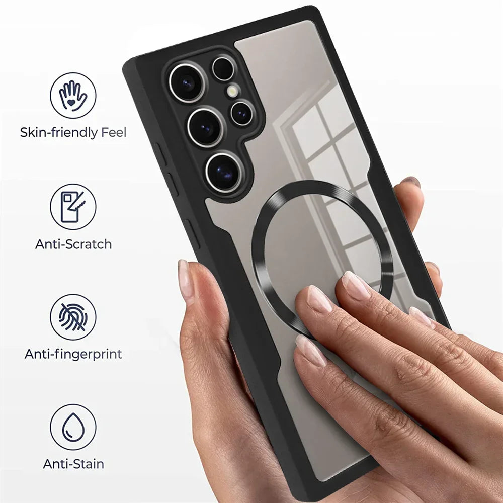 360° Full Shockproof Case for Samsung Galaxy S26 S25 S24 S23 S22  Ultra Plus FE Wireless Charging Transparent Cover