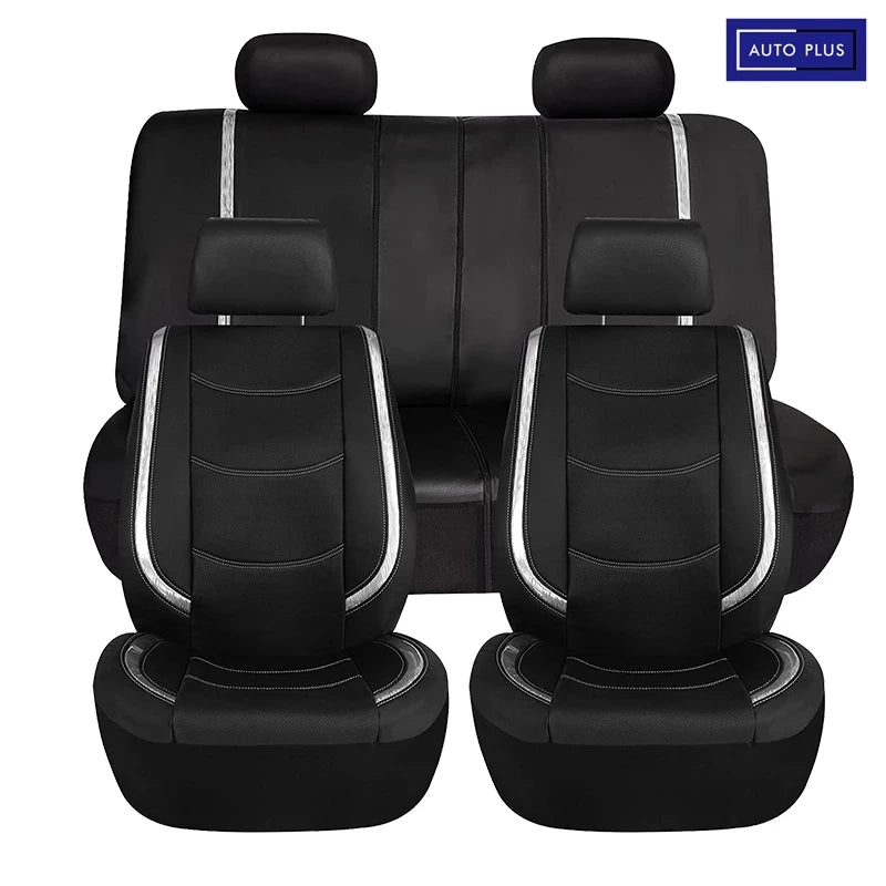 AUTO PLUS Car Seat Covers Artificial Leather With Bright PVC Sheet With 3 Zipper Car Accessories Interior Seat Cushion Protector CM World