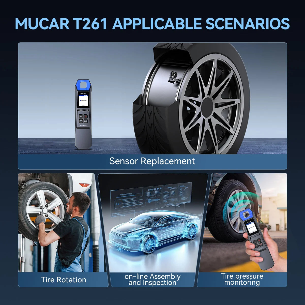 2026 MUCAR T261 Tire Pressure Inspection Tools TPMS System Car Code Reader Sensor Programming Tools For MUCAR 892BT VO7S VO6