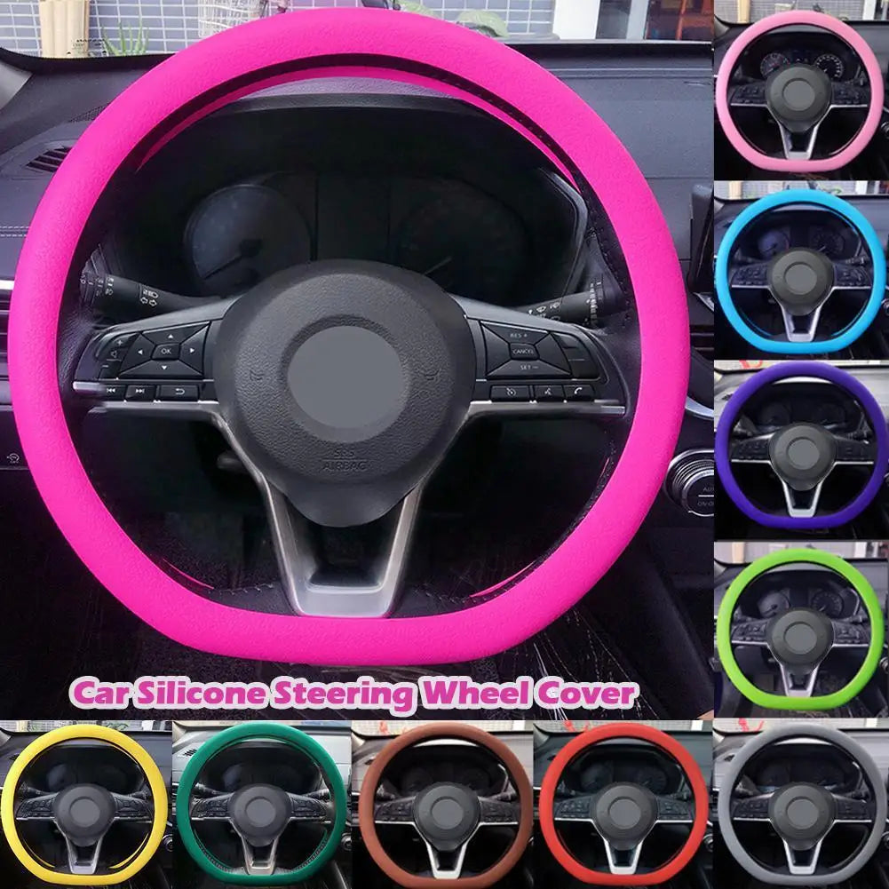 19 Color Car Silicone Steering Wheel Cover For Summer Fashion Sweat Absorbent Non-slip Handle Cover General DIY Parts CM World