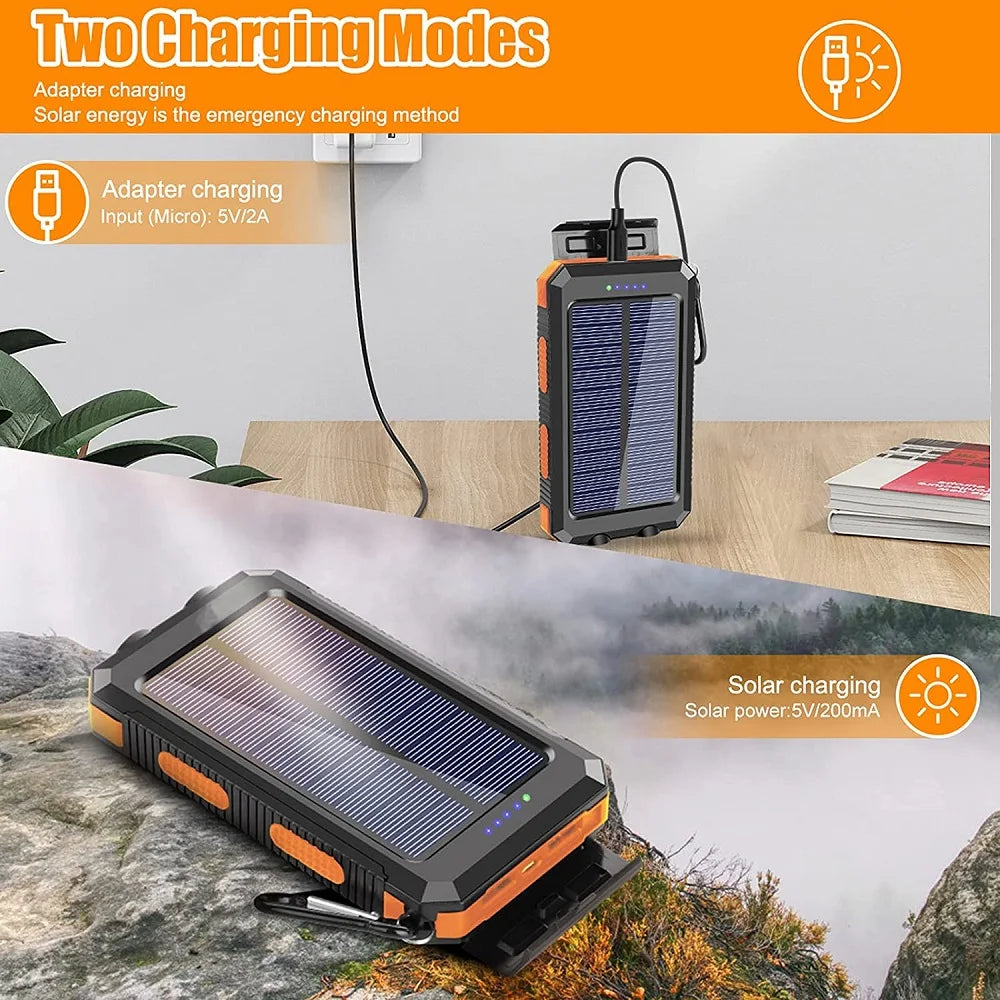 Solar Power Bank 80000mAh Portable Charging Poverbank External Battery Charger Strong Light LDE Light for All Smartphones Car Mobile World