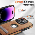 PU Leather Phone Case with Kickstand for iPhone 17 16 15 Pro Max 14 Plus 13 12 11 Mini Soft Grip Luxury Back Cover with Stand Car Mobile World