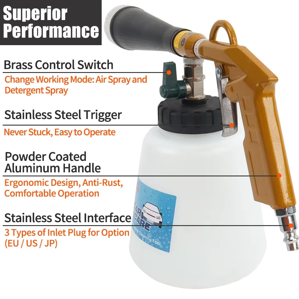 Tornado Pneumatic Air Foam Gun High Pressure Car Wash Interior Deep Cleaning Gun Espuma Tool for Tornador Detailing Tool CM World