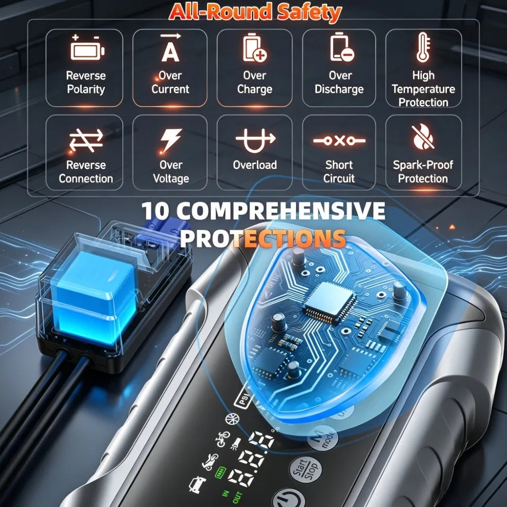 AEGNITE 23000A 10-in-1 Portable Car Emergency Start Jump Battery Charger 12V with Optional 150PSI Air Pump LED Light USB Type-C & USB Output Quick Charge