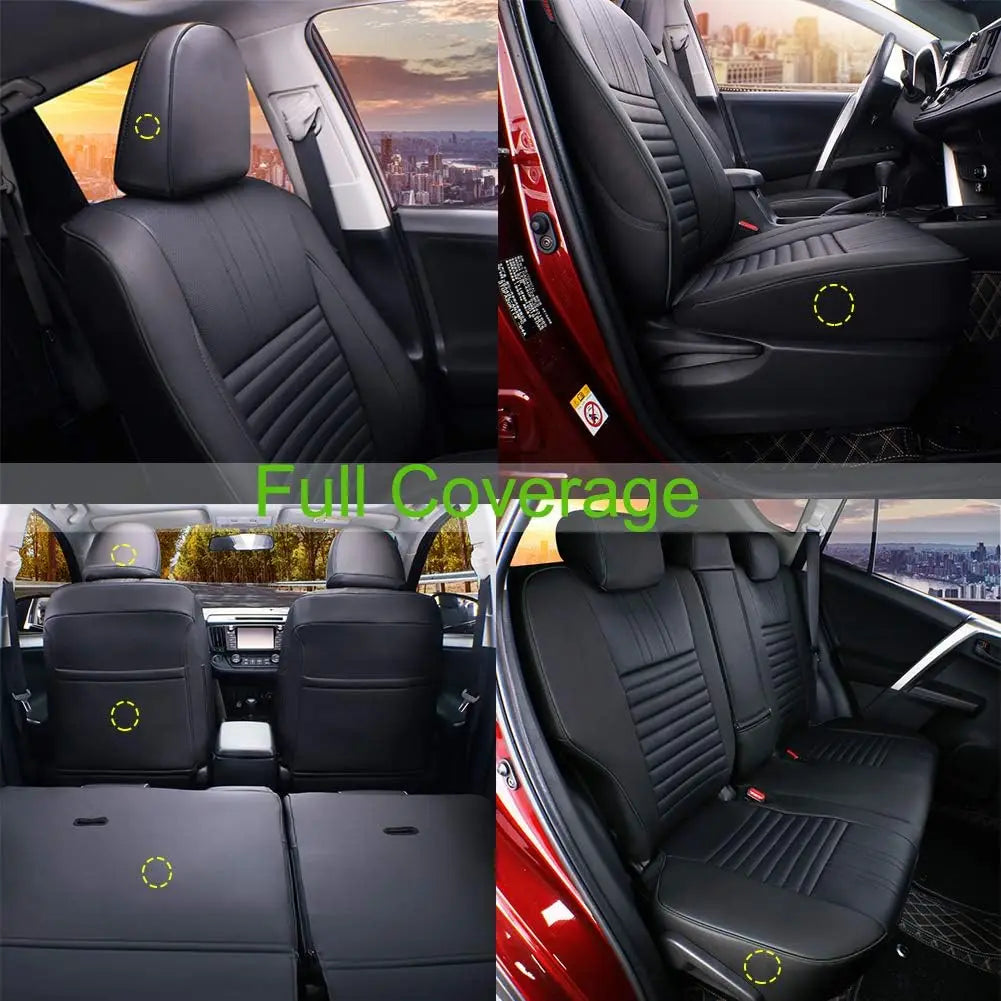 EKR Custom Fit for Toyota Rav4 Car Seat Covers (Gas) 2013 2014 2015 2016 2017 2018 LE/XLE/Limited/Platinum/SE Leather Car Seat Cover Full Set for SUV