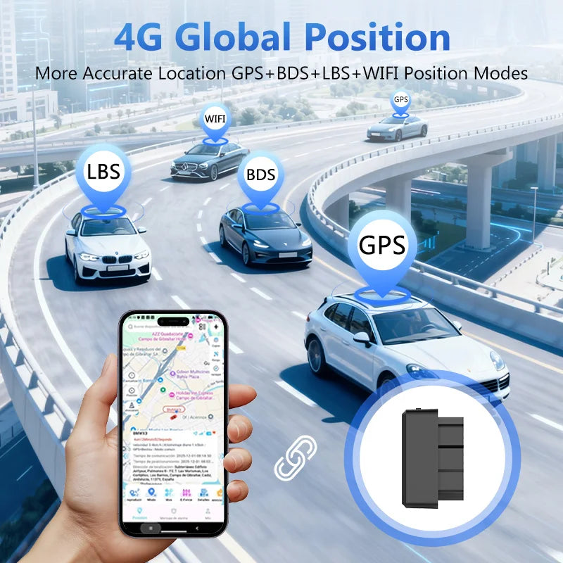 4G Mini OBD Car Tracker Builtin Battery Plug Play OBD II Car GPS Tracker Auto Truck Car Anti-Theft Vibration Alarm Free APP CM World