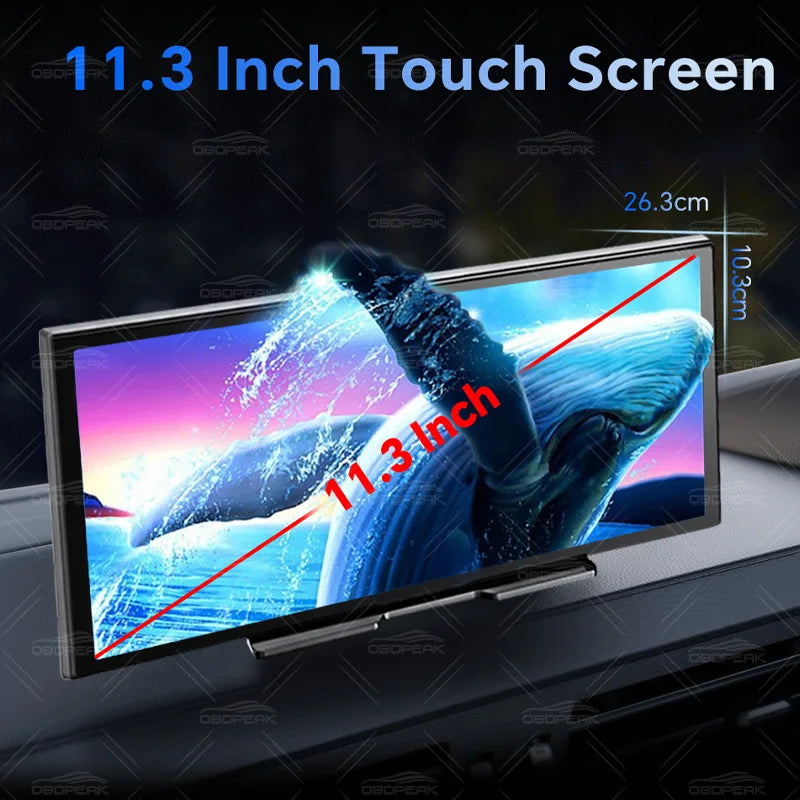 11.3" K5 Pro TPMS Sensors 4K Rear View Dash Cam Carplay & Android Auto WiFi AUX BT Car Drive Recorder GPS Navigation Dual Lens