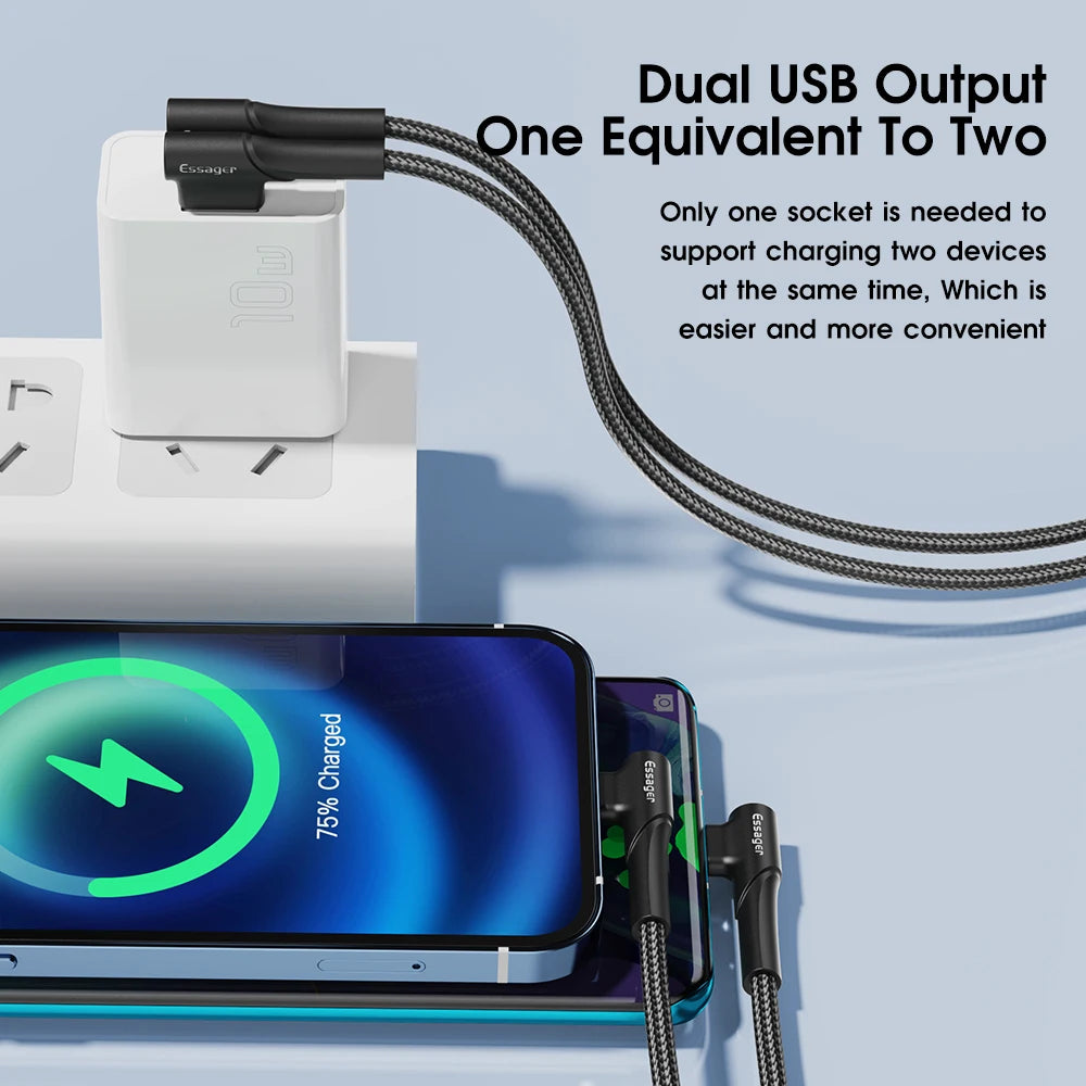 Essager Phone Charger Dual USB 10W US Charger Plug Portable Travel Wall Charger Adapter For iPhone 14 13 Pro Max Xiaomi Huawei