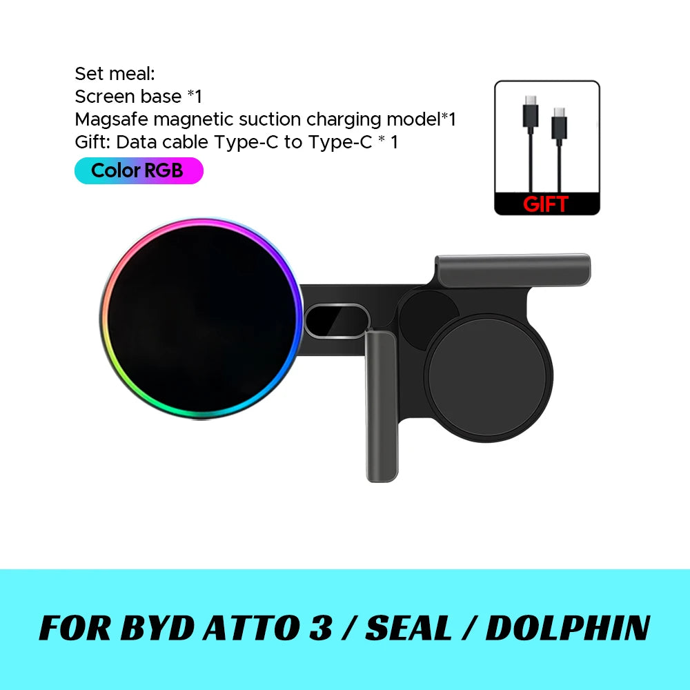 Blue Light Magnetic Wireless Charger Phone Holder Screen Mount Compatible with MagSafe For Tesla Model Y 3 S X Juniper Launch CM World