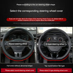 Full Leather Cover for All Seasons Auto Steering Wheel Cover Ultra-Thin Non-Slip Round Breathable Car Steering Wheel Protector CM World