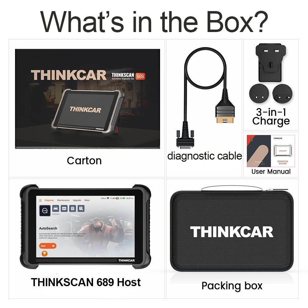 THINKCAR THINKSCAN 689 OBD2 Scanner Lifetime Free Update Full System Diagnosis CANFD/DOIP Bi-directional ECU Coding 34 Reset Car Mobile World