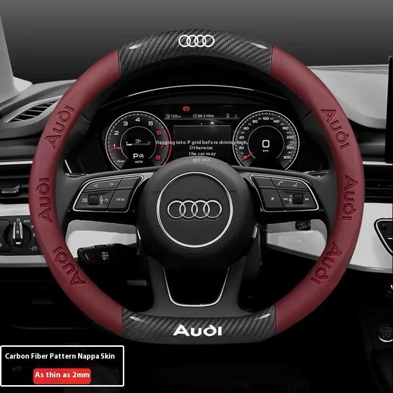 Car AntiSlip Carbon Fiber Leather Steering Wheel Cover For Audi A3 A4 A5 A6 A7 A8 Q1 Q2 Q3 Q5 Q7 Q8 S3 S4 S5 S6 RS3 RS4 RS5 TT CM World