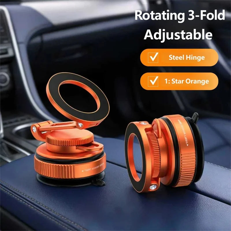 Vacuum Magnetic Car Phone Holder 360 Swivel Dashboard Mount, Strong Suction Metal Stand for iPhone Android Navigation