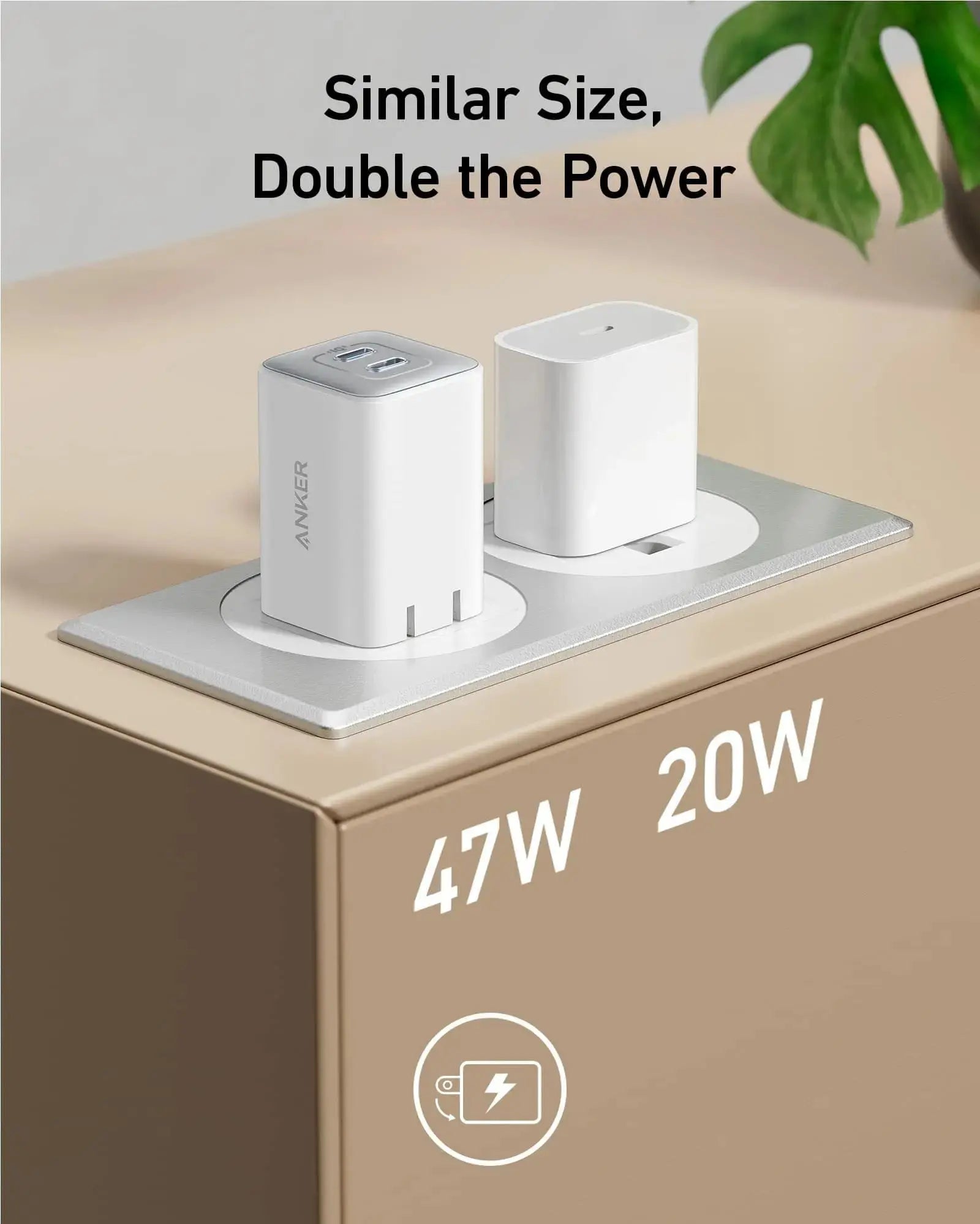 Anker 523 Charger Nano 3 47W Dual USB C Charger Durable Compact Fast Charging For Macbook Air/Galaxy/iphone/Xiaomi/AirPods Car Mobile World