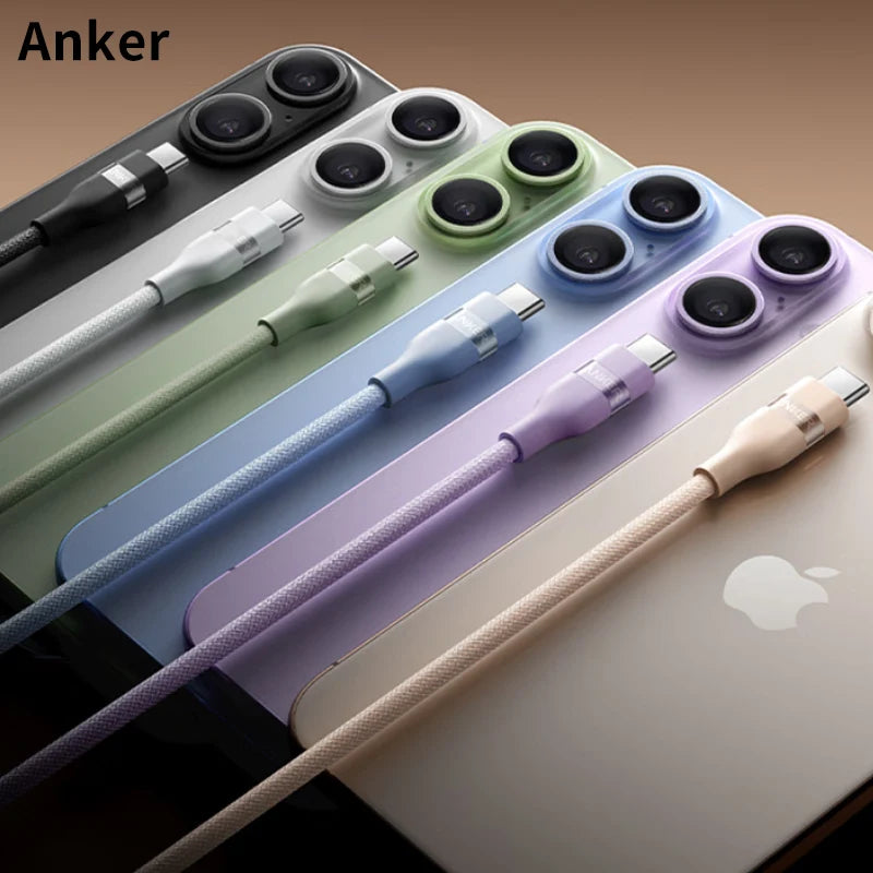 Anker A82E2 USB C to USB C Cable 240W Upcycled Braided Fast Charging Cord 3ft 6ft Optional for iPhone 16 Pro Series