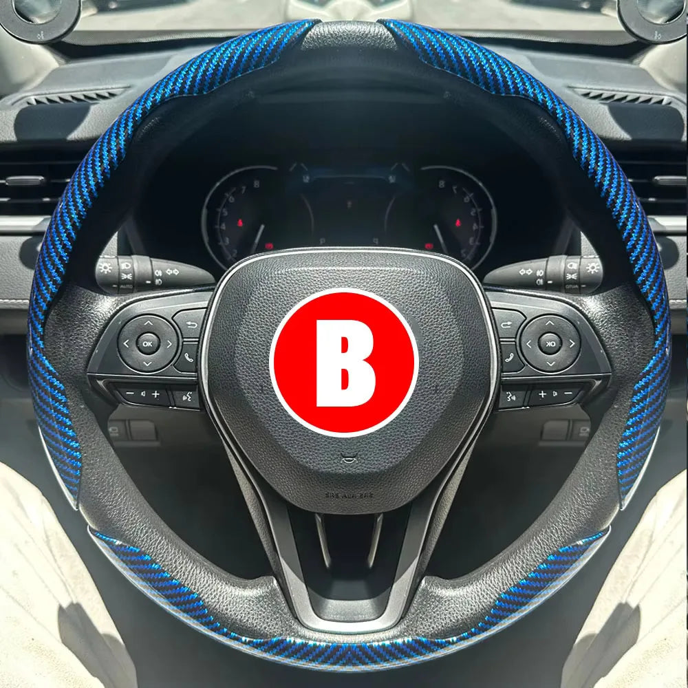 3PCS Car Steering Wheel Cover Warm Winter 38cm Round Steery Wheel Universa Glossy Laser Carbon Fiber Auto Interior Accessories CM World