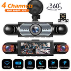 4 Channel Dash Cam 360° Car Video Recorder Black Box with Night Vision 24/7 Parking Monitor G-Sensor Loop Recording Auto Parts Car Mobile World