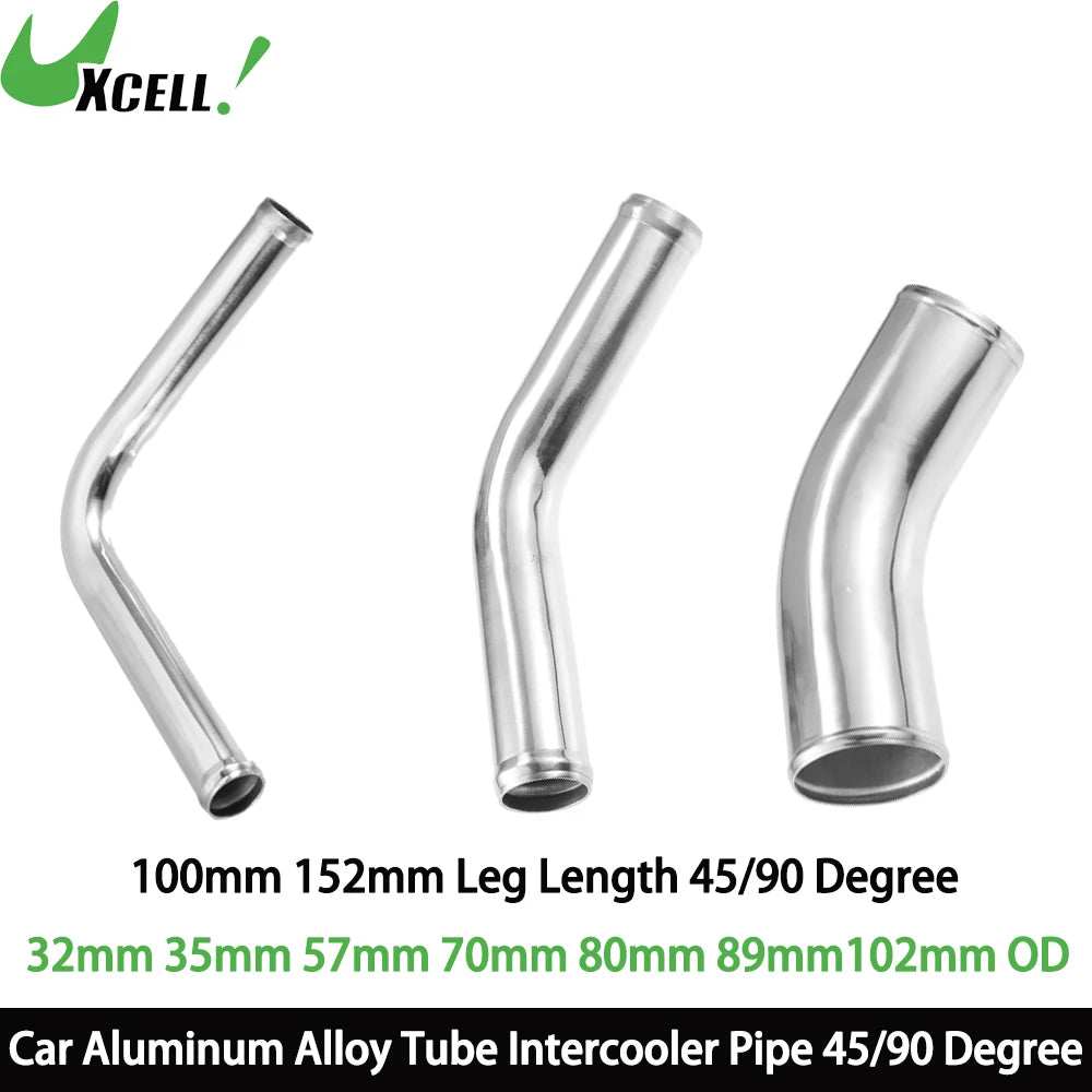 UXCELL Car Aluminum Alloy Tube Pipe 32/35/57/70/80/89/102mm OD 100mm 152mm Length 45/90 Degree Bend Elbow Air Intake Joiner Tube