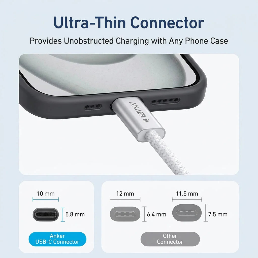 Anker Zolo USB‑C to USB‑C Cable 240W PD3.1 Fast Charging Braided Wire 1.5M Data Cord For Laptop Phone Tablet