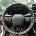 3PCS Laser Carbon Fiber Silicone Car Steering Wheel Cover 1K Micro Fiber Leather PVC Wheel Booster Cover Non-Slip Universal CM World