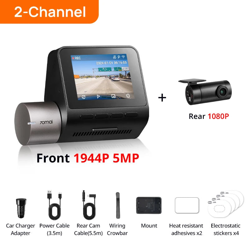 70mai Dash Cam A510 1944P HDR GPS ADAS 4G Connectivity 70mai 4G Front Cam A510 Car DVR 24H Parking Support Rear Cam Car Mobile World