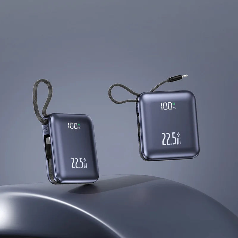 CCC Certificated Mini Cute Power Bank Built-in Cable 20000mAh 22.5W Fast Charging External Battery for IPhone Samsung Xiaomi