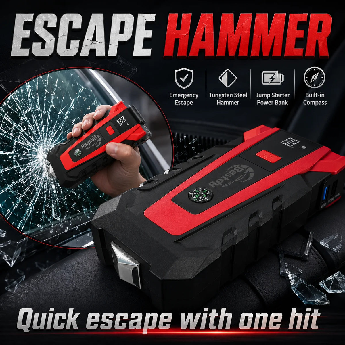 New 12V 3000A Car Battery Jump Starter Portable Charger Car Booster Auto Starting Device Emergency Starter Fast Charging