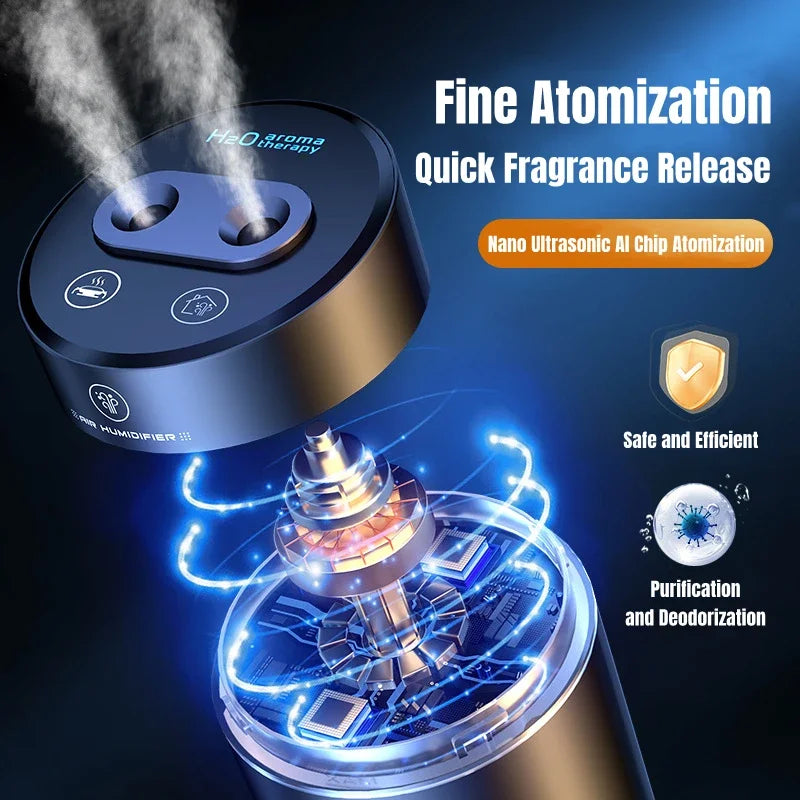 Dual Spray Car Air Humidifier Purifier Aluminium Alloy Essential Oil Diffuser 380ml Air Freshener for Auto Home Accessories CM World