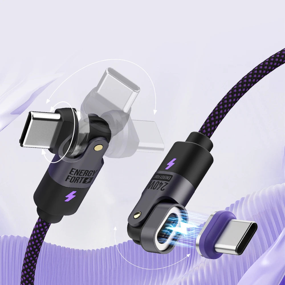 240W PD3.1 Fast Charging Cable 540° Rotation Type C 5A Cable nylon material  for iPhone MacBook Samsung UGREEN/Anker powerbank