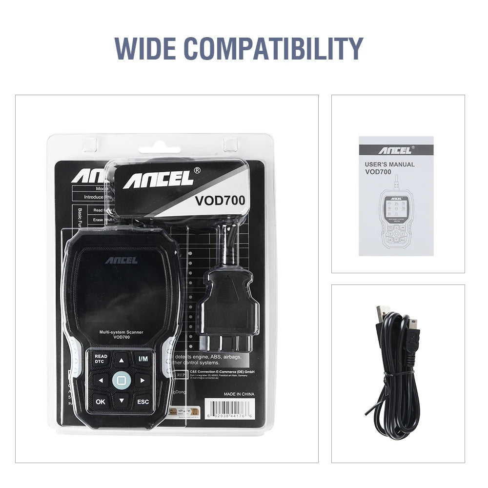 ANCEL OBD2 Scanner VOD700 ABS Bleeding Injector Oil ETC BMS EPB TPMS D.PF Reset for Volvo Car Code Reader Diagnostic Scan Tool Car Mobile World
