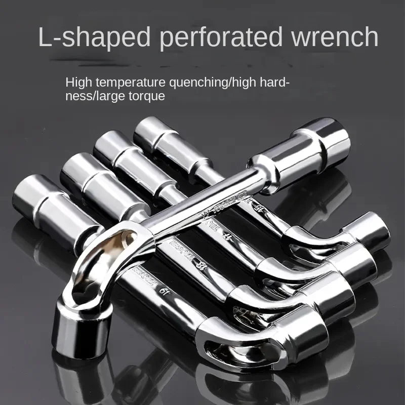 7Pcs  L Type Angled Socket Wrench Spanner With Thru Hole Car Ratchet Wrench Car Repair Pipe Socket Key Wrench Tool Set CM World