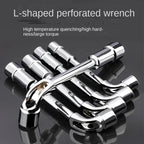 7Pcs  L Type Angled Socket Wrench Spanner With Thru Hole Car Ratchet Wrench Car Repair Pipe Socket Key Wrench Tool Set CM World